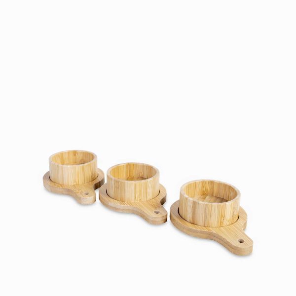 Salseros en bambu con base setx3