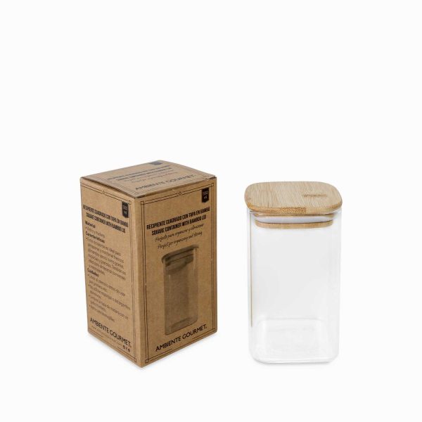 Recipiente cuadrado tapa en bambu 550ml