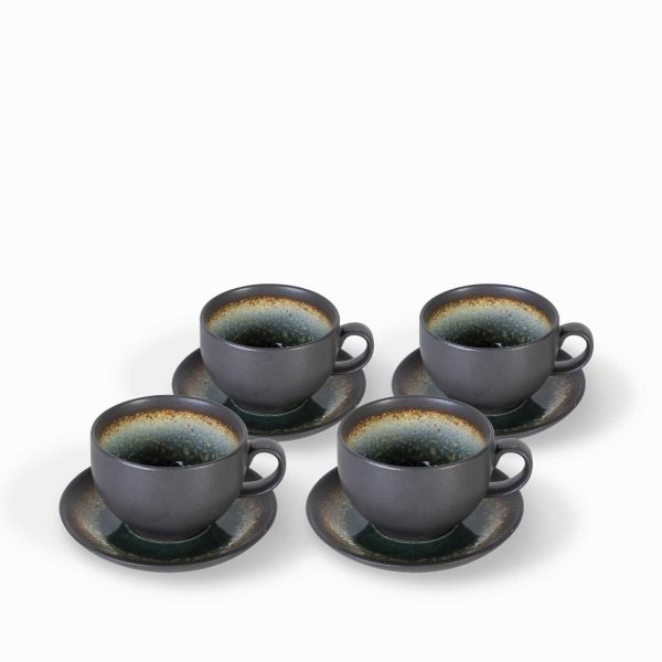 Pocillo y plato jade 250ml setx4