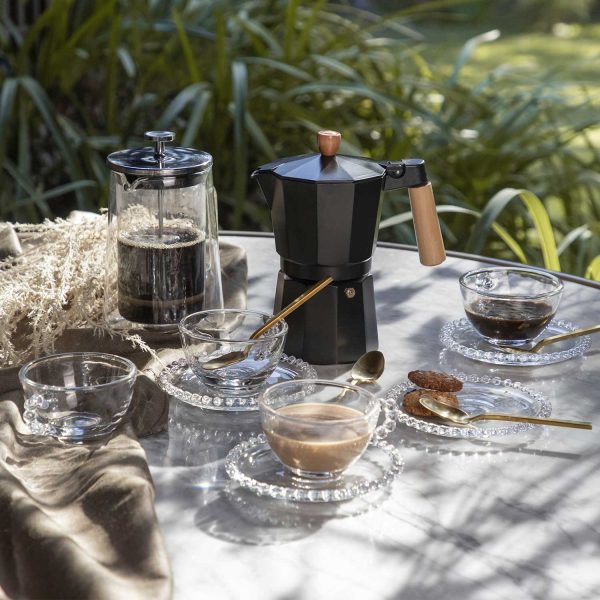 Cafetera Moka 9 tazas negra mango en madera - Imagen 7