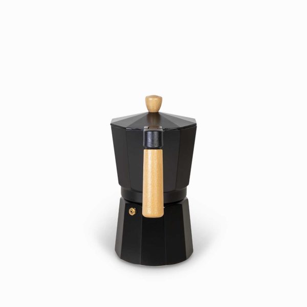 Cafetera Moka 9 tazas negra mango en madera - Imagen 6