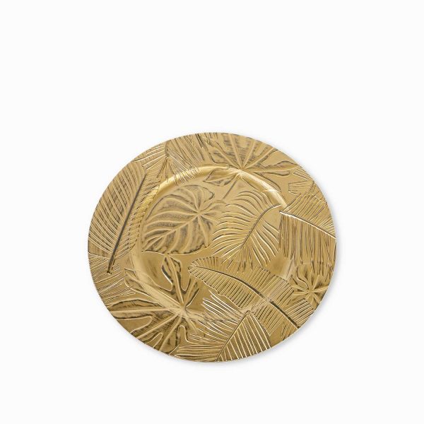 Plato base hojas dorado