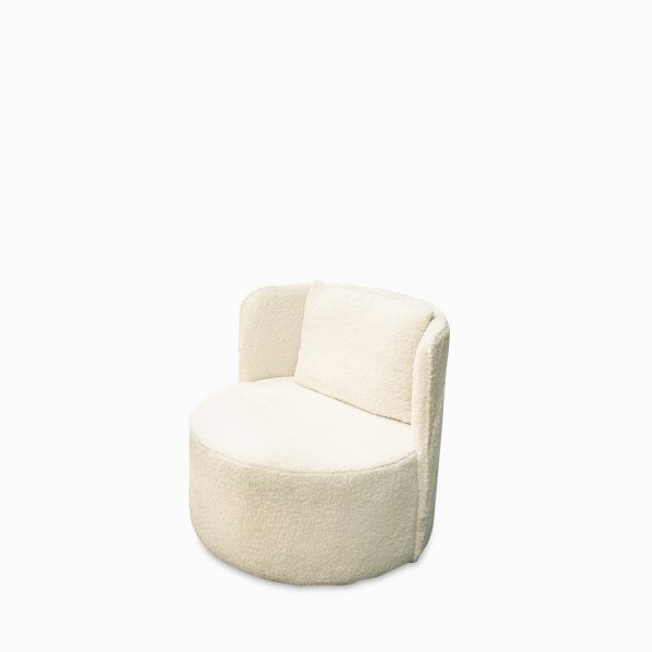 Poltrona redonda giratoria beige peludo