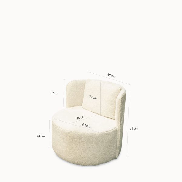 Poltrona redonda giratoria beige peludo - Imagen 3
