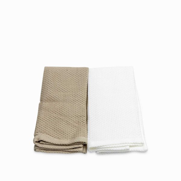 Toallas de cocina setx2 blanca y beige - Imagen 2