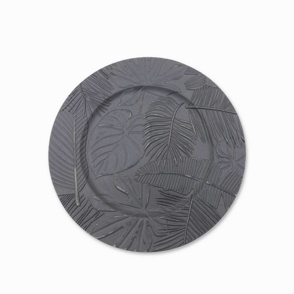 Plato base hojas gris