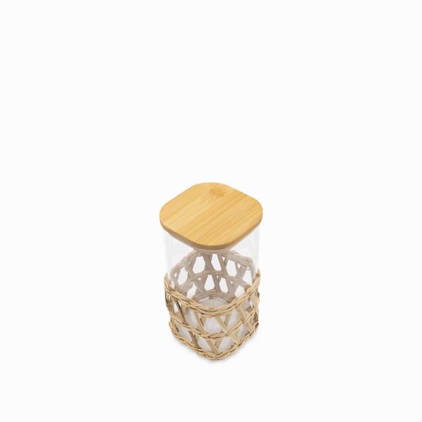 Recipiente cuadrado con tejido natural 20cm - Imagen 2