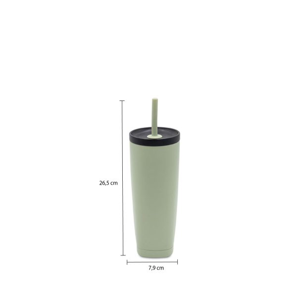Termo doble pared verde con pitillo 550 ml - Imagen 3