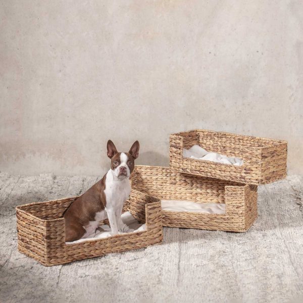 Cama para mascotas rectangular en jacinto de agua m 65x32x22cm - Imagen 4