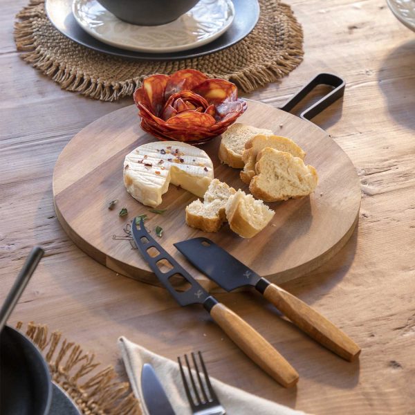 Set tabla redonda acacia 30 cm y cuchillos para el queso - Imagen 5