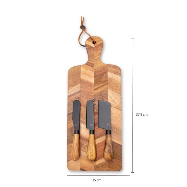Set tabla rectangular acacia y cuchillos para el queso - Imagen 3