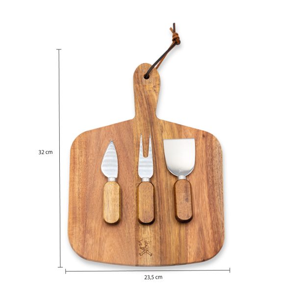 Set tabla acacia 32.1X23.5 cm y cuchillos para el queso - Imagen 3