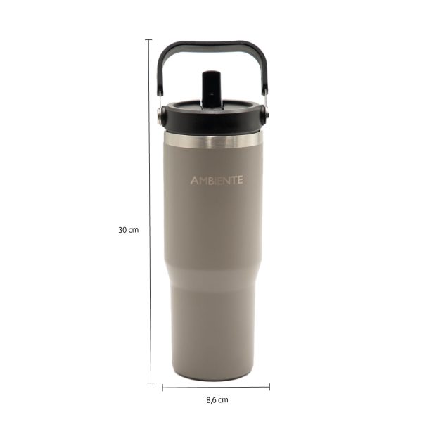 Termo con pitillo y manija gris 890 ml - Imagen 3