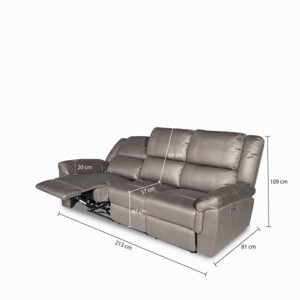 Reclinable eléctrico Axel 3 puestos taupe - Imagen 3