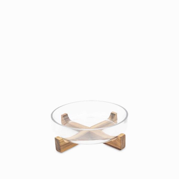 Ensaladera vidrio base madera