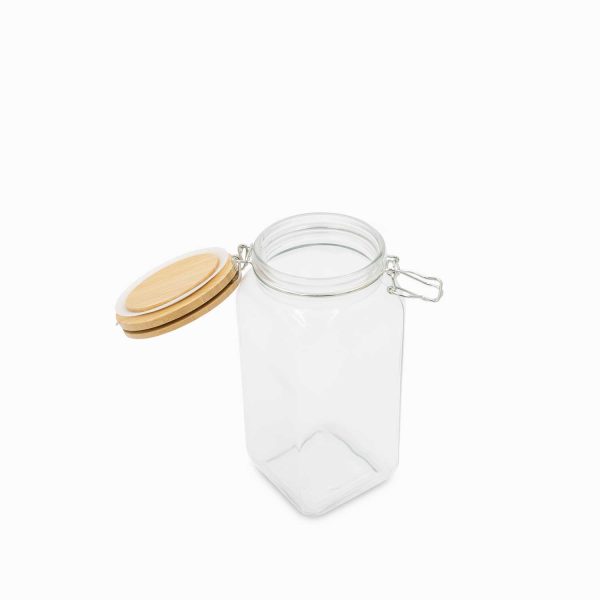 Recipiente para almacenar tapa en bambú con abrazadera 1600ml - Imagen 3