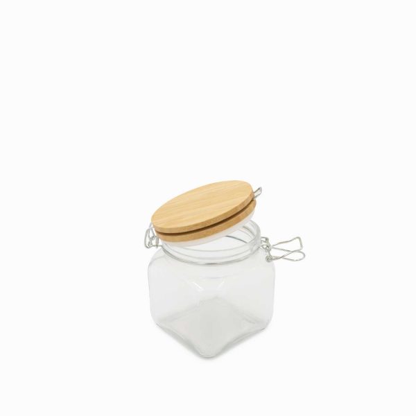 Recipiente para almacenar tapa en bambú con abrazadera 700ml - Imagen 2