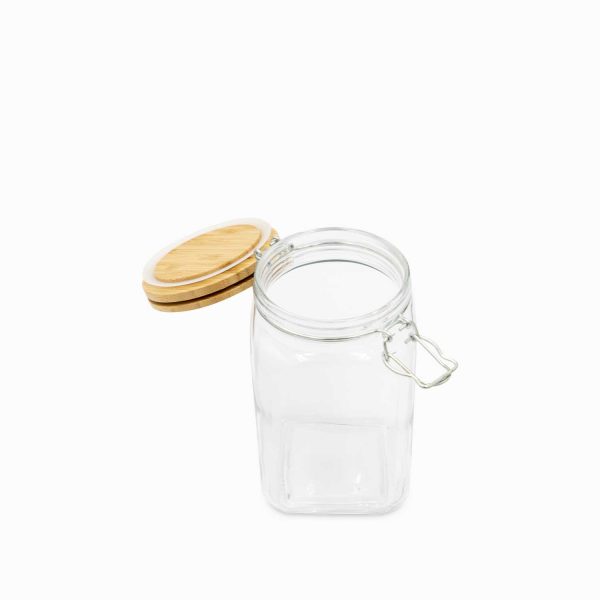 Recipiente para almacenar tapa en bambú con abrazadera 700ml - Imagen 3