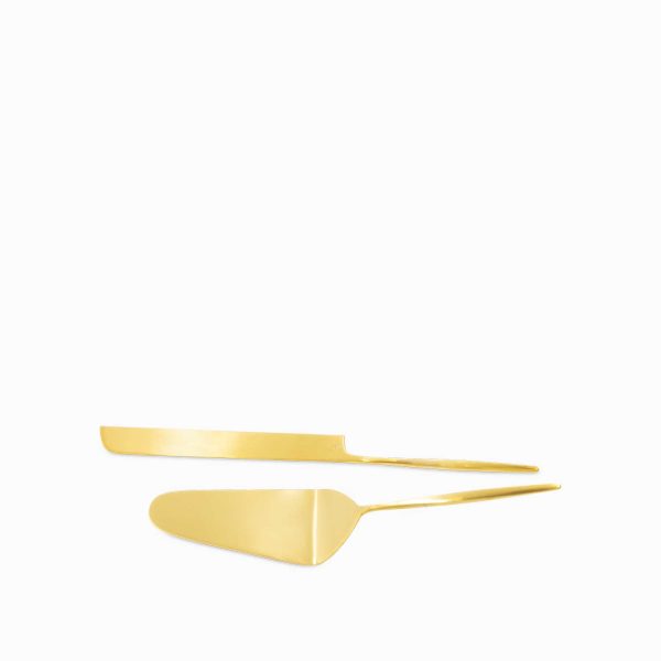 Cuchillo y servidora para torta dorado setx2 - Imagen 3