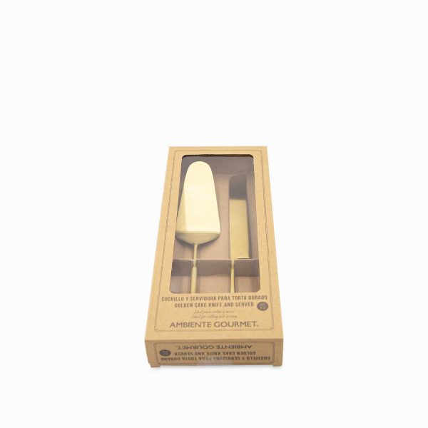 Cuchillo y servidora para torta dorado setx2 - Imagen 2
