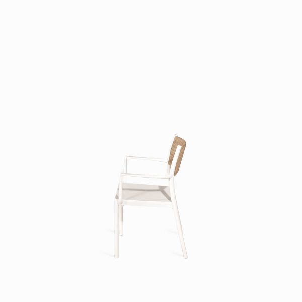 Silla brazos blanca con espaldar cuerdas café - Imagen 5