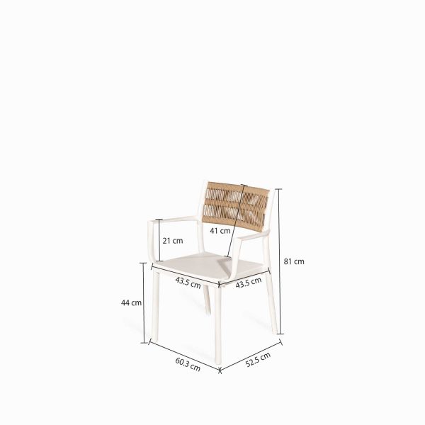 Silla brazos blanca con espaldar cuerdas café - Imagen 3