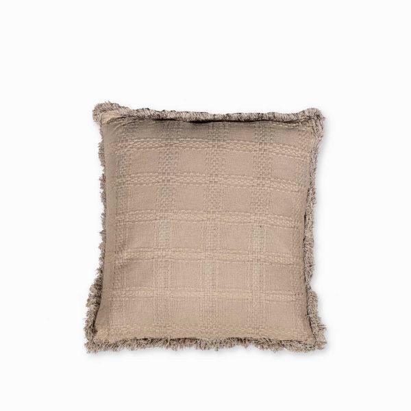 Cojín cuadros taupe 45x45cm