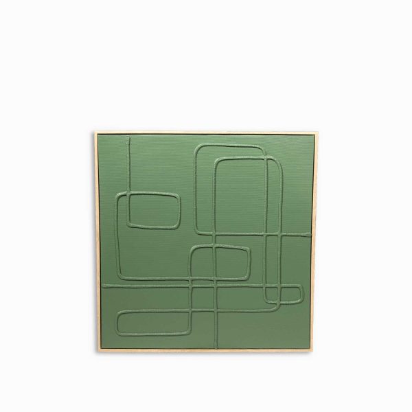 Cuadro verde líneas cubo Hard 62x62