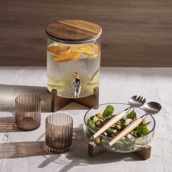 Set de servidoras ensalada mango madera