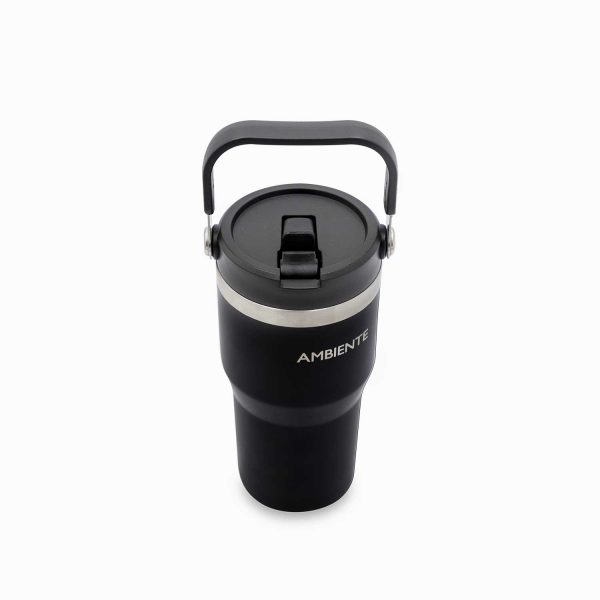 Termo doble pared negro con manija 600ml - Imagen 2