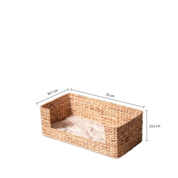 Cama para mascotas rectangular en jacinto de agua l 70x36x24cm - Imagen 3