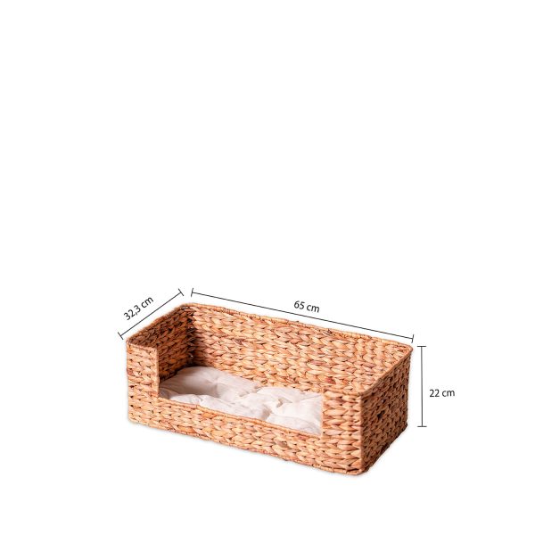 Cama para mascotas rectangular en jacinto de agua m 65x32x22cm - Imagen 3