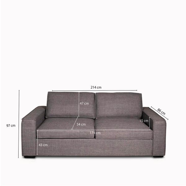 Sofacama Agora gris 89x217x85 - Imagen 3