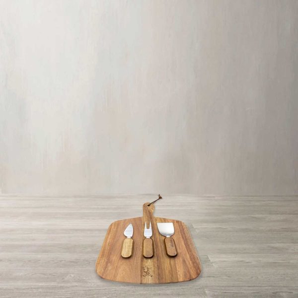 Set tabla acacia 32.1X23.5 cm y cuchillos para el queso - Imagen 2