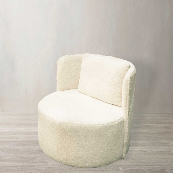 Poltrona redonda giratoria beige peludo - Imagen 2