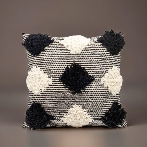 Cojín Pompones beige y negro 45x45cm - Imagen 4