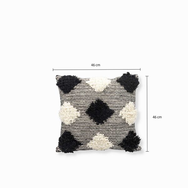Cojín Pompones beige y negro 45x45cm - Imagen 3