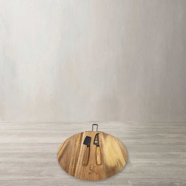 Set tabla redonda acacia 30 cm y cuchillos para el queso - Imagen 2