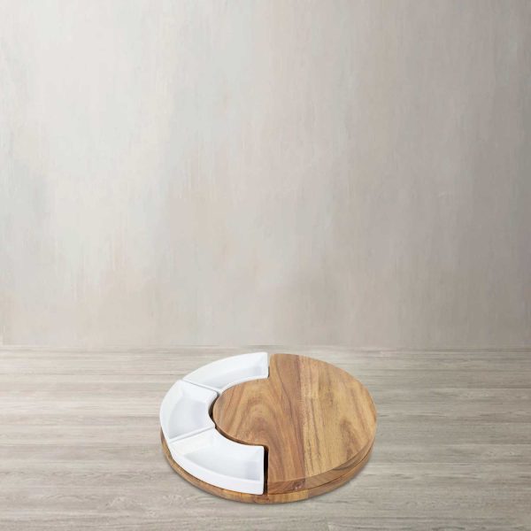 Set para quesos acacia con recipientes de cerámica - Imagen 2