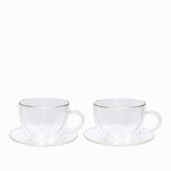 Pocillo y plato doble pared 220ml setx2