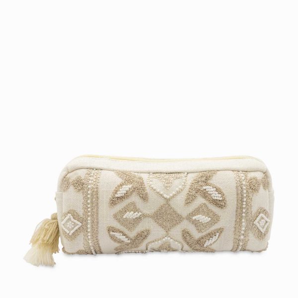 Bolsa beige raya bordada - Imagen 3