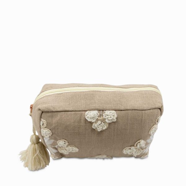 Bolsa caqui flores bordadas - Imagen 2