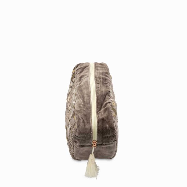 Bolsa gris flores bordadas - Imagen 2
