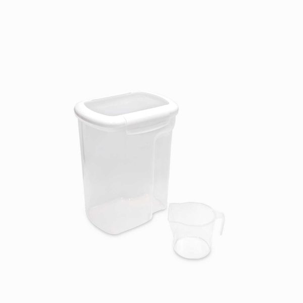 Recipiente hermético blanco 3200 ml con taza medidora