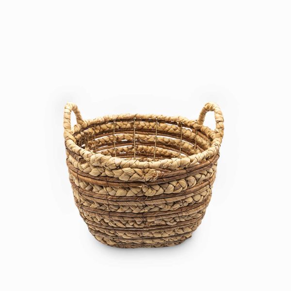 Canasta en fibra natural con manijas 33cm