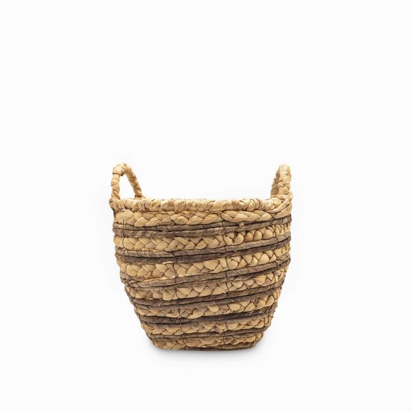 Canasta en fibra natural con manijas 28cm