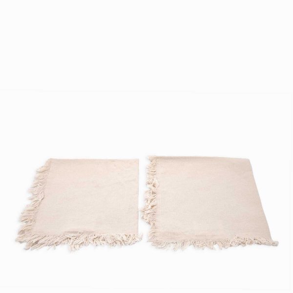 Servilletas de tela flecos beige setx2 - Imagen 2