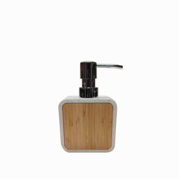 Dispensador de jabón madera y blanco