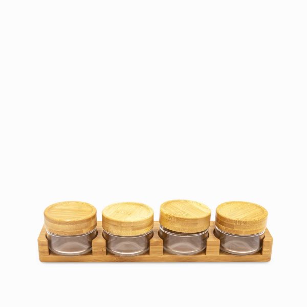 Rack especias bajo base madera set x5