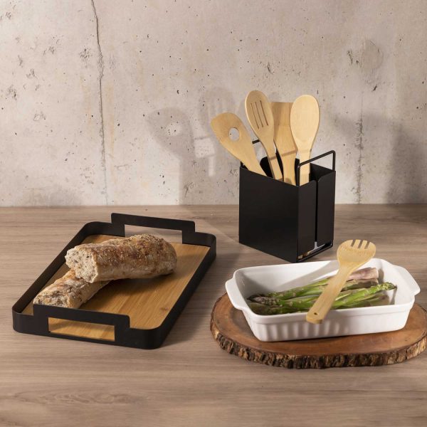 Bandeja rectangular base madera 38 cm - Imagen 4